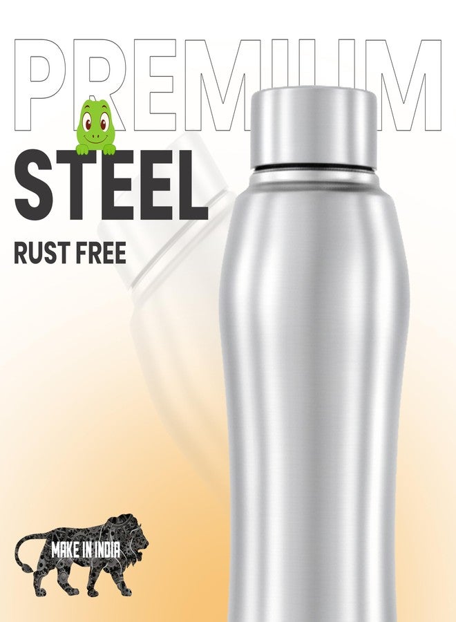truTRTL Steely Stainless Steel Water Bottle 1000 ml | ISI Certified | Single Wall | Leak Proof Lid | Rust Proof | For School, Office & Gym I Silver - Image 2
